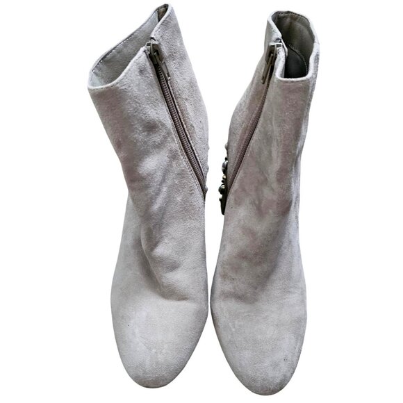 Steve Madden Suede Ankle Boots With Pearl Embellished Heels - Women's Size 8 - Picture 2 of 10
